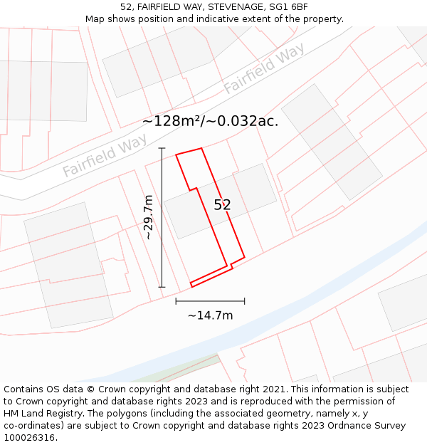 52, FAIRFIELD WAY, STEVENAGE, SG1 6BF: Plot and title map