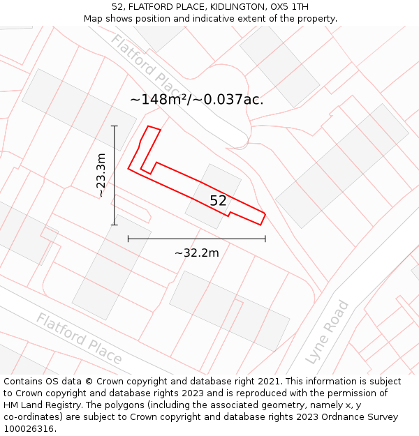 52, FLATFORD PLACE, KIDLINGTON, OX5 1TH: Plot and title map