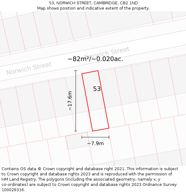 53, NORWICH STREET, CAMBRIDGE, CB2 1ND: Plot and title map