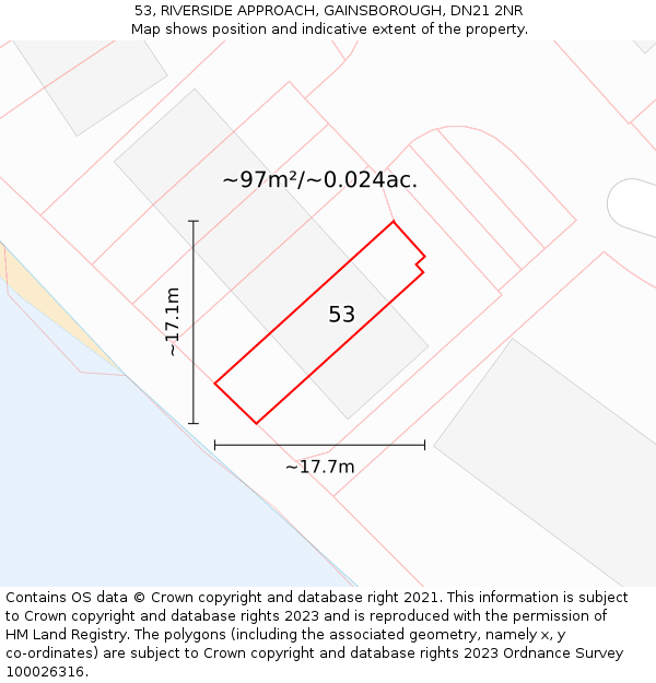 53, RIVERSIDE APPROACH, GAINSBOROUGH, DN21 2NR: Plot and title map