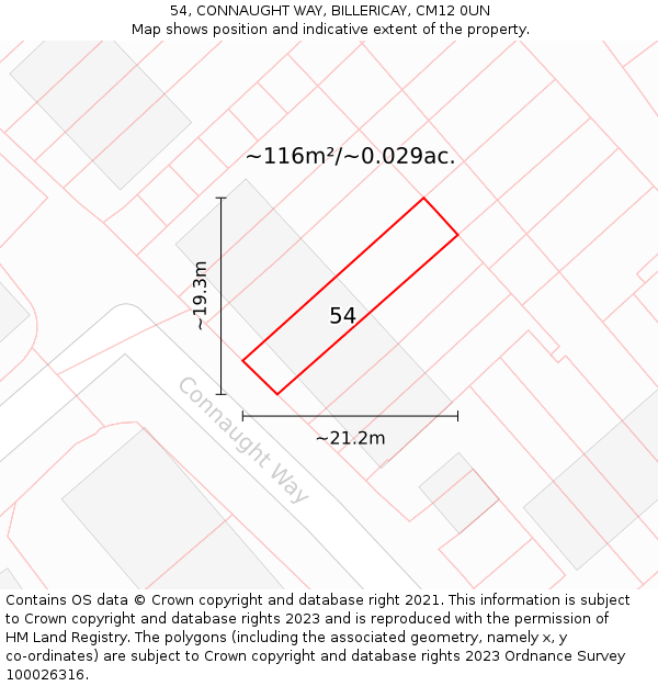 54, CONNAUGHT WAY, BILLERICAY, CM12 0UN: Plot and title map