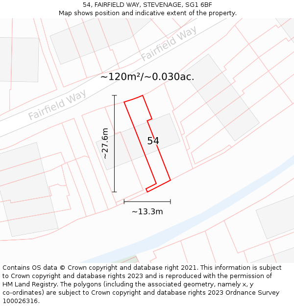 54, FAIRFIELD WAY, STEVENAGE, SG1 6BF: Plot and title map