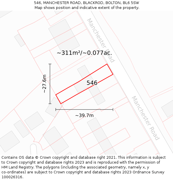 546, MANCHESTER ROAD, BLACKROD, BOLTON, BL6 5SW: Plot and title map