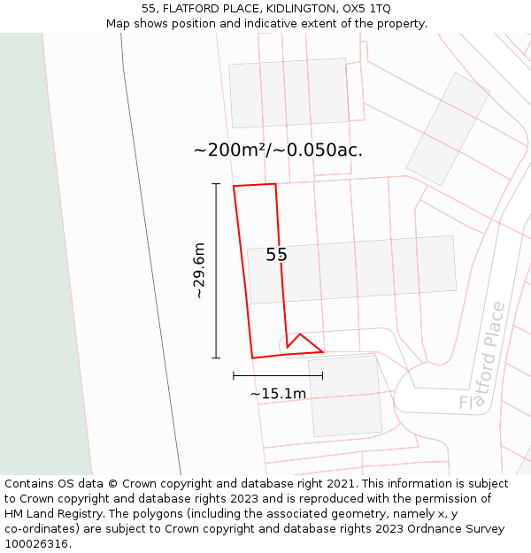 55, FLATFORD PLACE, KIDLINGTON, OX5 1TQ: Plot and title map