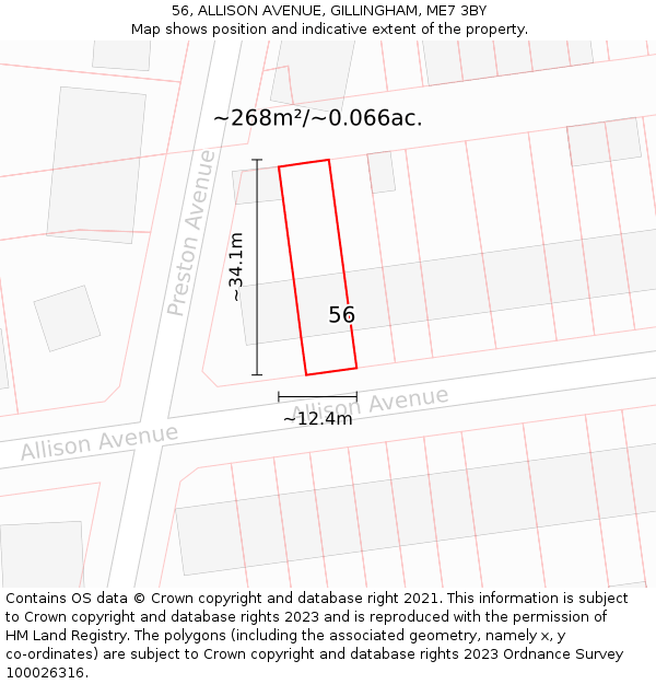 56, ALLISON AVENUE, GILLINGHAM, ME7 3BY: Plot and title map