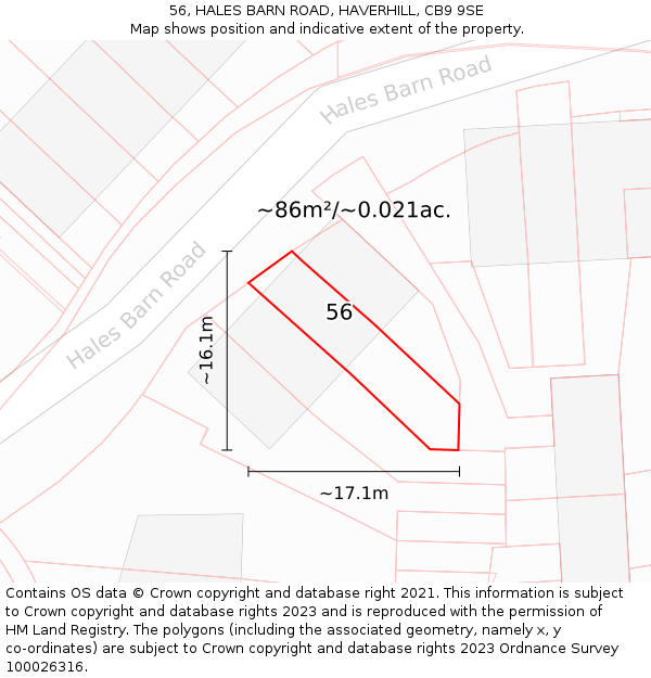 56, HALES BARN ROAD, HAVERHILL, CB9 9SE: Plot and title map