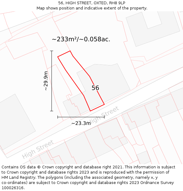 56, HIGH STREET, OXTED, RH8 9LP: Plot and title map