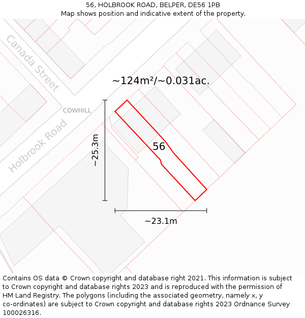 56, HOLBROOK ROAD, BELPER, DE56 1PB: Plot and title map