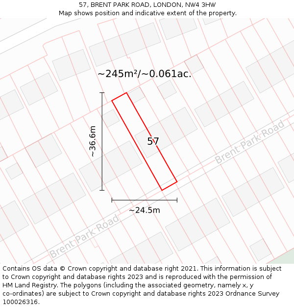 57, BRENT PARK ROAD, LONDON, NW4 3HW: Plot and title map