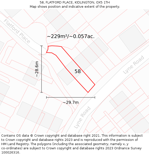 58, FLATFORD PLACE, KIDLINGTON, OX5 1TH: Plot and title map
