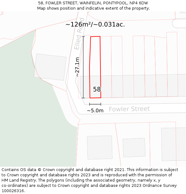 58, FOWLER STREET, WAINFELIN, PONTYPOOL, NP4 6DW: Plot and title map