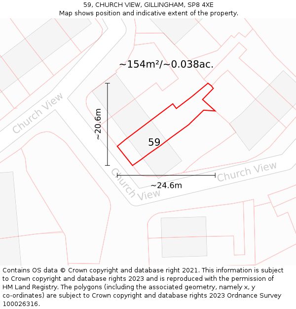 59, CHURCH VIEW, GILLINGHAM, SP8 4XE: Plot and title map