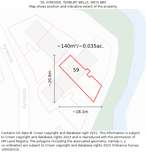 59, KYRESIDE, TENBURY WELLS, WR15 8BX: Plot and title map