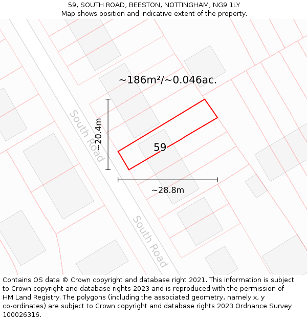 59, SOUTH ROAD, BEESTON, NOTTINGHAM, NG9 1LY: Plot and title map
