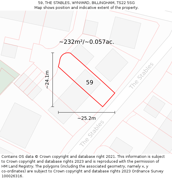 59, THE STABLES, WYNYARD, BILLINGHAM, TS22 5SG: Plot and title map