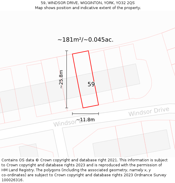 59, WINDSOR DRIVE, WIGGINTON, YORK, YO32 2QS: Plot and title map