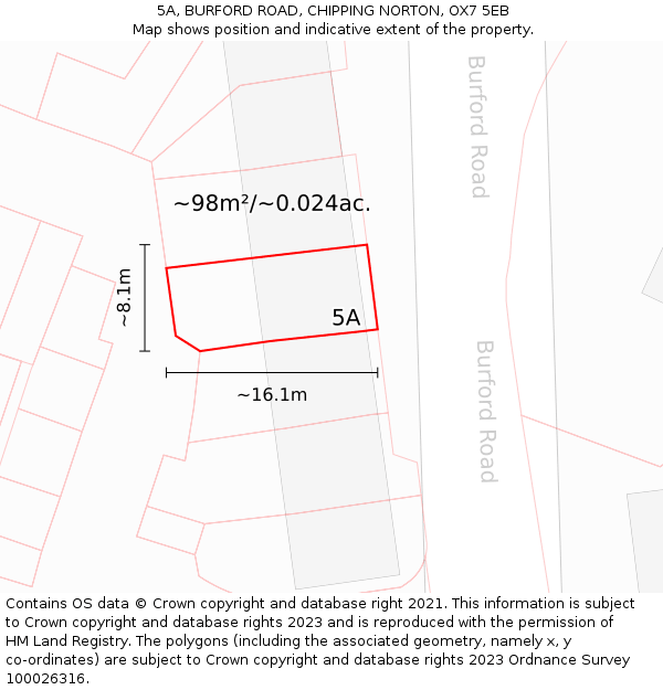 5A, BURFORD ROAD, CHIPPING NORTON, OX7 5EB: Plot and title map