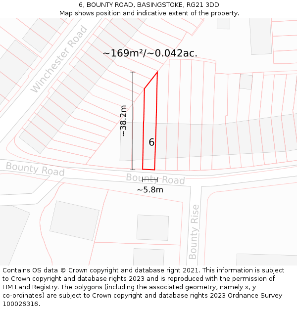 6, BOUNTY ROAD, BASINGSTOKE, RG21 3DD: Plot and title map