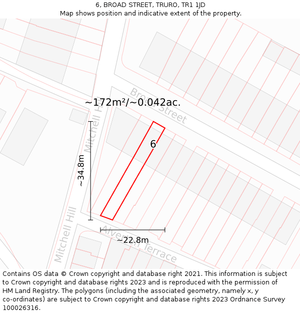 6, BROAD STREET, TRURO, TR1 1JD: Plot and title map
