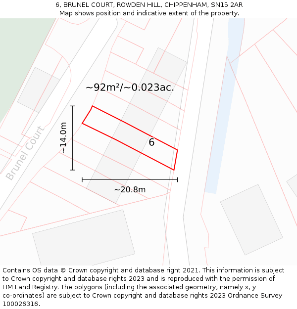 6, BRUNEL COURT, ROWDEN HILL, CHIPPENHAM, SN15 2AR: Plot and title map