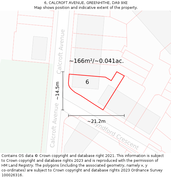 6, CALCROFT AVENUE, GREENHITHE, DA9 9XE: Plot and title map