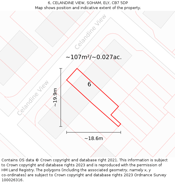 6, CELANDINE VIEW, SOHAM, ELY, CB7 5DP: Plot and title map