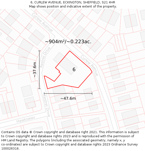 6, CURLEW AVENUE, ECKINGTON, SHEFFIELD, S21 4HR: Plot and title map
