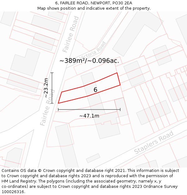 6, FAIRLEE ROAD, NEWPORT, PO30 2EA: Plot and title map