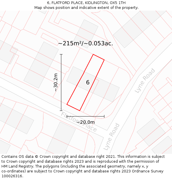 6, FLATFORD PLACE, KIDLINGTON, OX5 1TH: Plot and title map