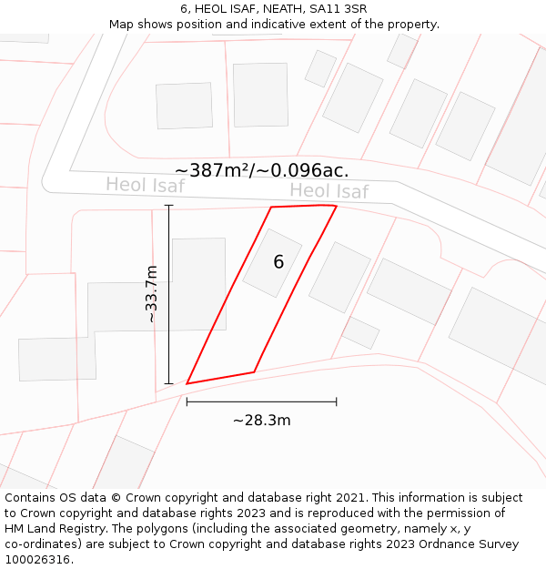 6, HEOL ISAF, NEATH, SA11 3SR: Plot and title map