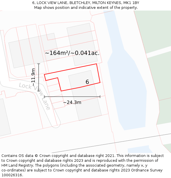 6, LOCK VIEW LANE, BLETCHLEY, MILTON KEYNES, MK1 1BY: Plot and title map