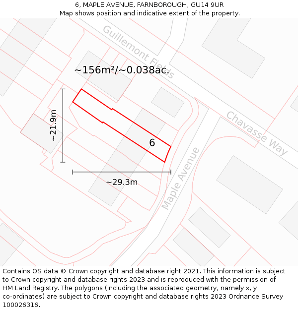 6, MAPLE AVENUE, FARNBOROUGH, GU14 9UR: Plot and title map