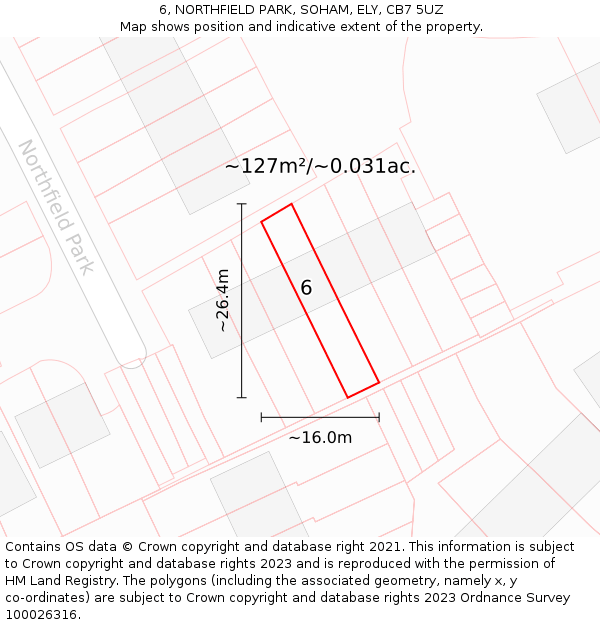 6, NORTHFIELD PARK, SOHAM, ELY, CB7 5UZ: Plot and title map