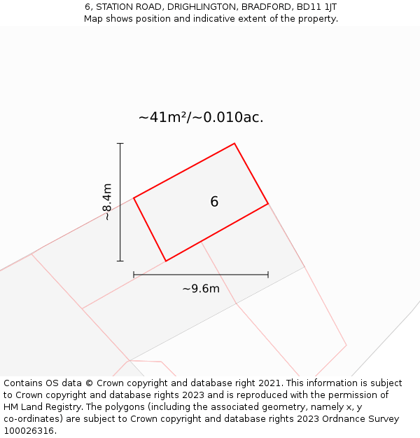6, STATION ROAD, DRIGHLINGTON, BRADFORD, BD11 1JT: Plot and title map