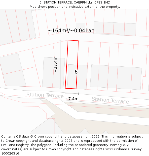 6, STATION TERRACE, CAERPHILLY, CF83 1HD: Plot and title map
