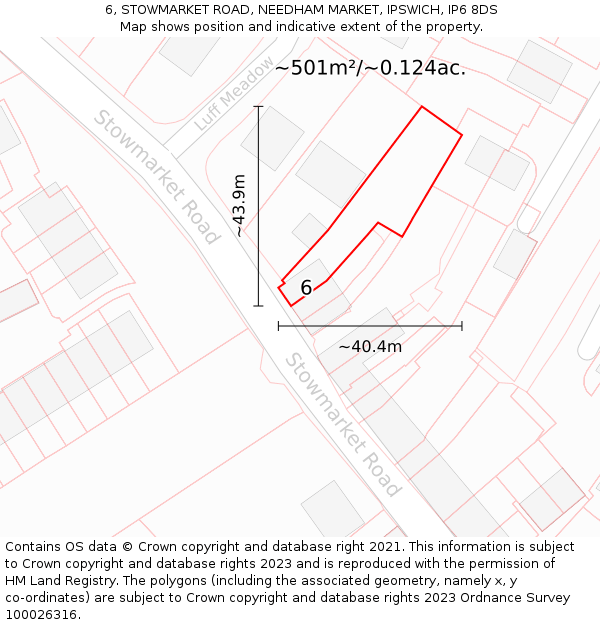 6, STOWMARKET ROAD, NEEDHAM MARKET, IPSWICH, IP6 8DS: Plot and title map