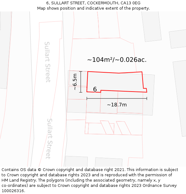 6, SULLART STREET, COCKERMOUTH, CA13 0EG: Plot and title map