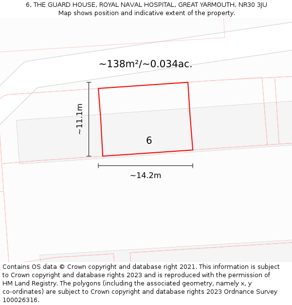 6, THE GUARD HOUSE, ROYAL NAVAL HOSPITAL, GREAT YARMOUTH, NR30 3JU: Plot and title map