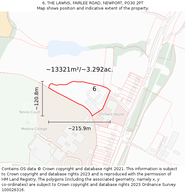 6, THE LAWNS, FAIRLEE ROAD, NEWPORT, PO30 2PT: Plot and title map