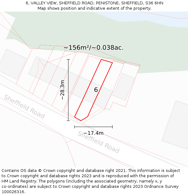 6, VALLEY VIEW, SHEFFIELD ROAD, PENISTONE, SHEFFIELD, S36 6HN: Plot and title map
