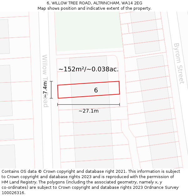 6, WILLOW TREE ROAD, ALTRINCHAM, WA14 2EG: Plot and title map