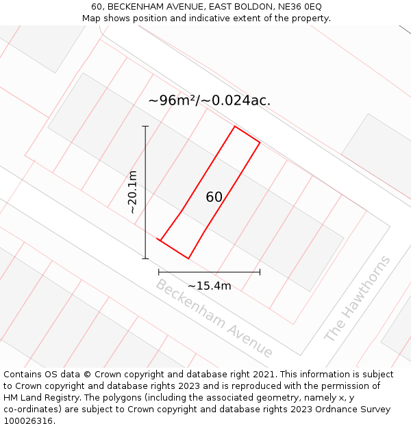 60, BECKENHAM AVENUE, EAST BOLDON, NE36 0EQ: Plot and title map