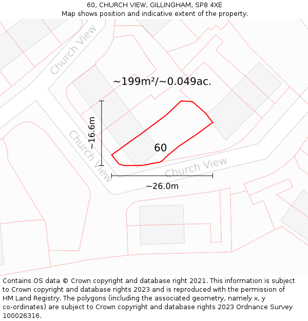 60, CHURCH VIEW, GILLINGHAM, SP8 4XE: Plot and title map