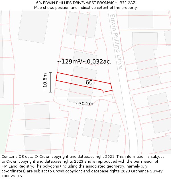 60, EDWIN PHILLIPS DRIVE, WEST BROMWICH, B71 2AZ: Plot and title map