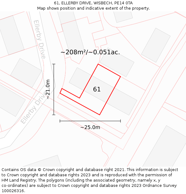 61, ELLERBY DRIVE, WISBECH, PE14 0TA: Plot and title map