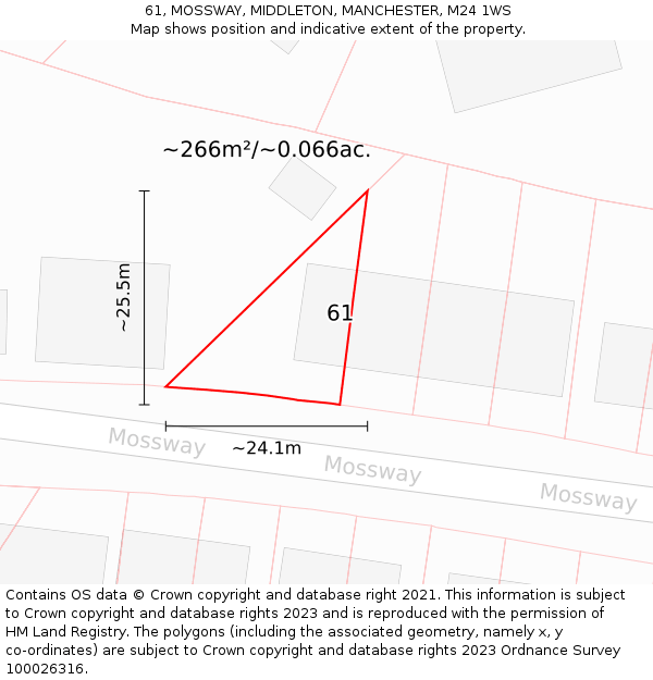 61, MOSSWAY, MIDDLETON, MANCHESTER, M24 1WS: Plot and title map
