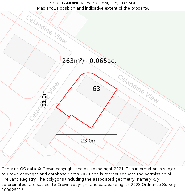 63, CELANDINE VIEW, SOHAM, ELY, CB7 5DP: Plot and title map