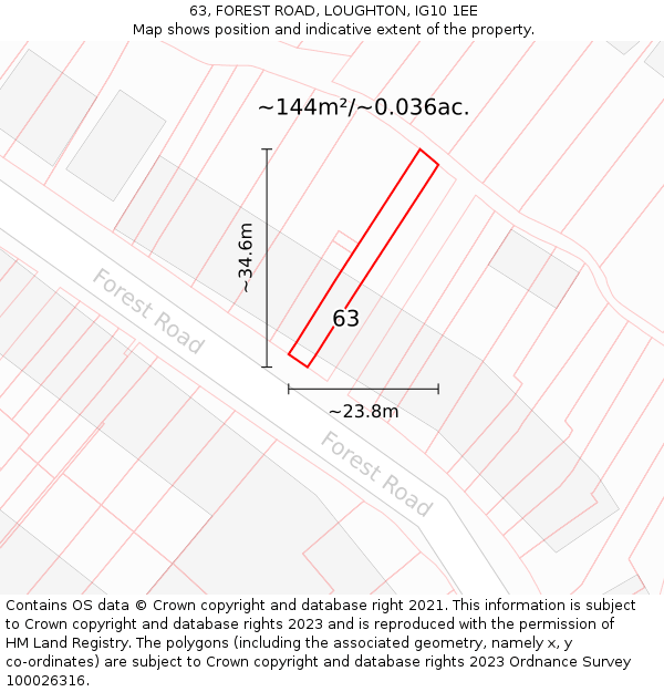63, FOREST ROAD, LOUGHTON, IG10 1EE: Plot and title map