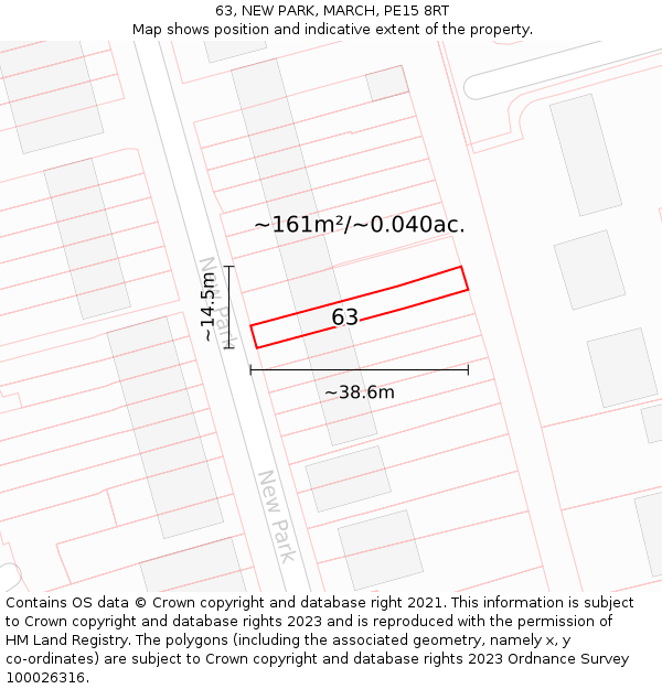 63, NEW PARK, MARCH, PE15 8RT: Plot and title map