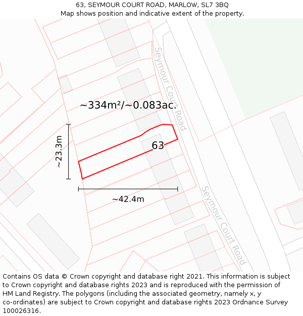 63, SEYMOUR COURT ROAD, MARLOW, SL7 3BQ: Plot and title map